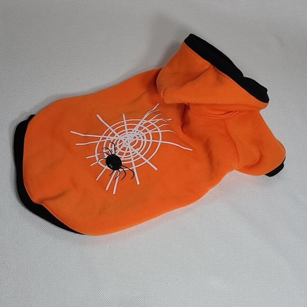 LED flashing spider + web hoodie Halloween dog costume M